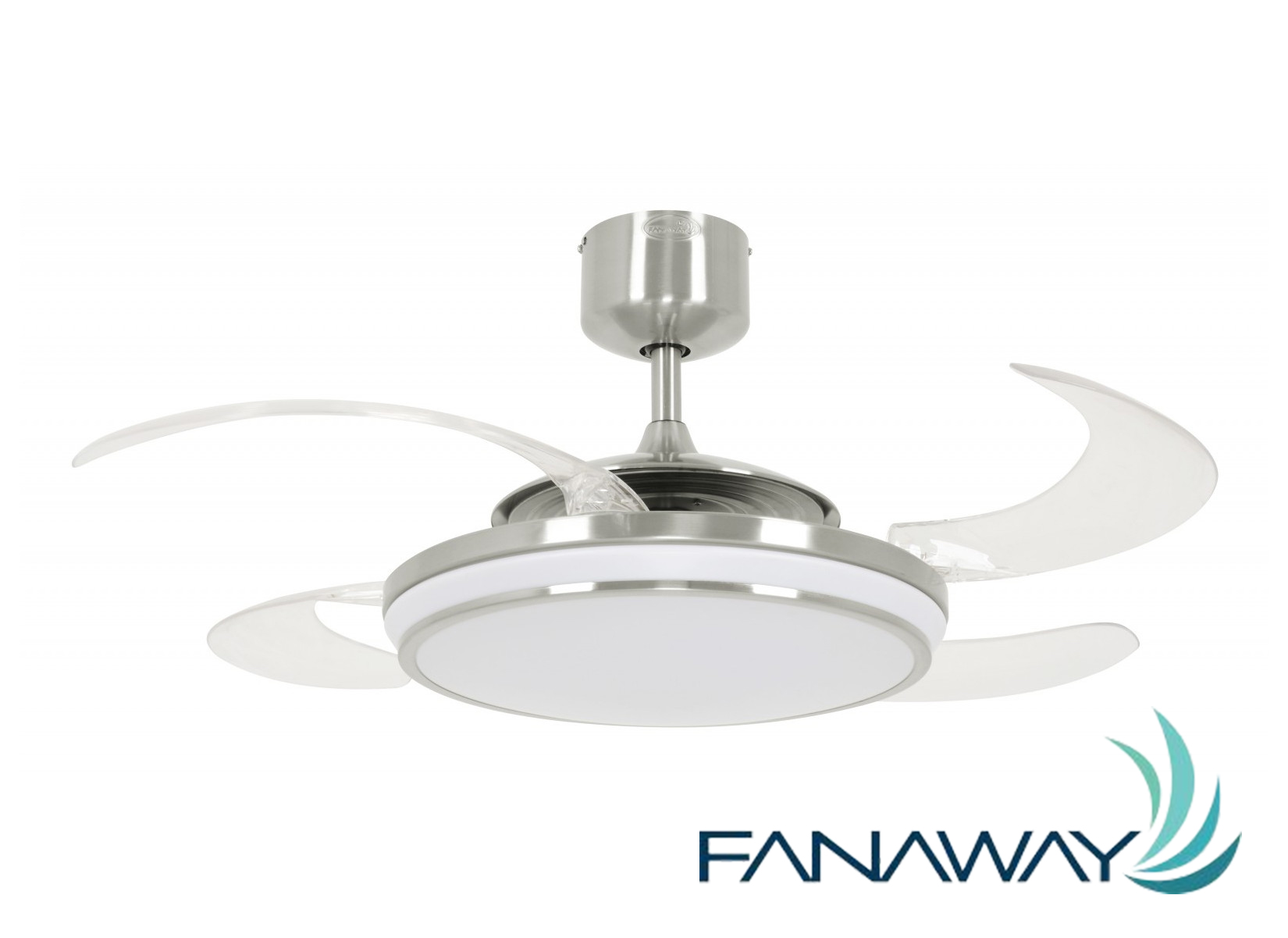 Deckenventilator Fanaway EVO1 Chrom gebürstet mit LED Beleuchtung und Fernbedienung Deckenventilator Fanaway EVO1 Chrom gebürstet mit LED Beleuchtung und Fernbedienung