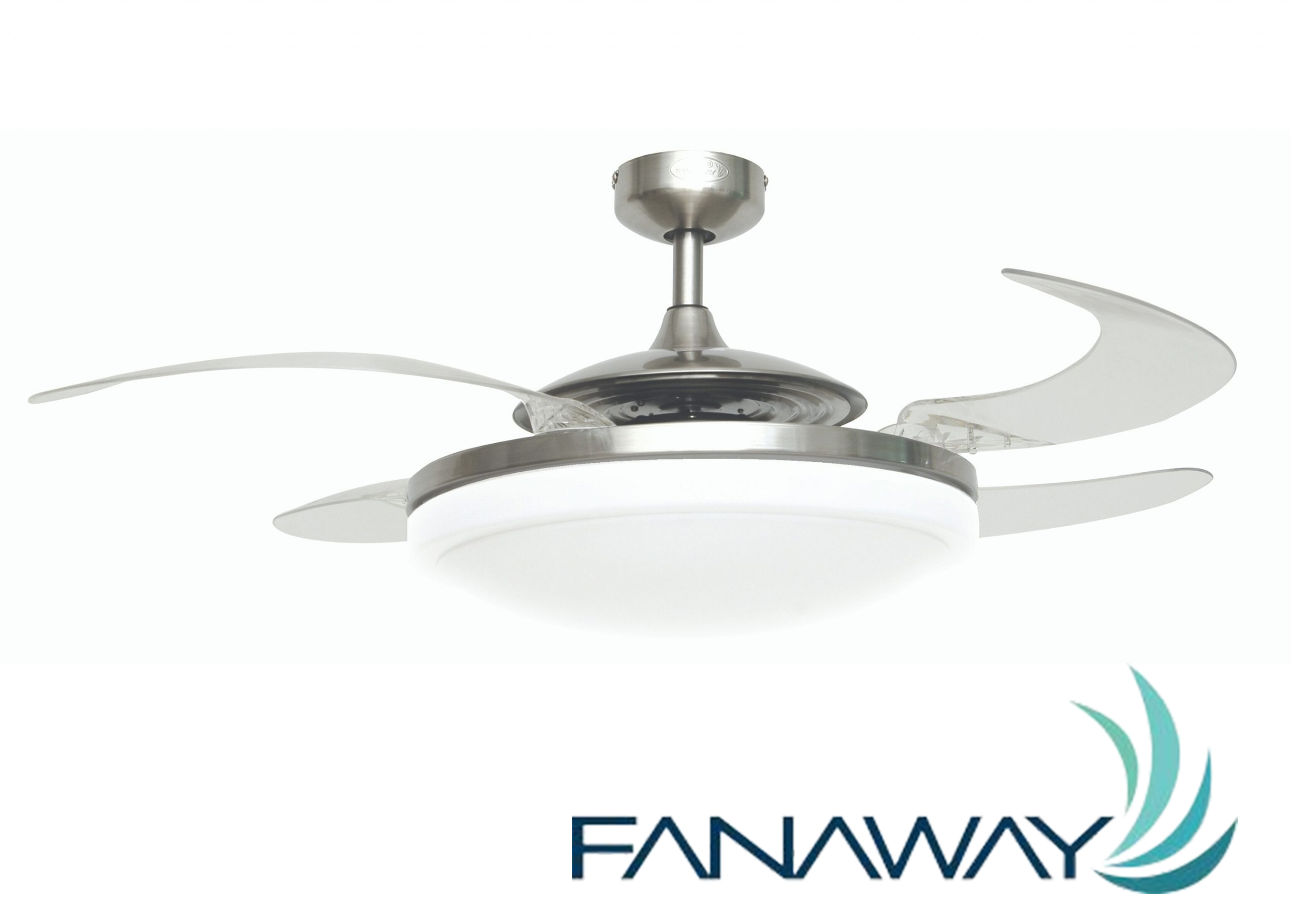 Deckenventilator Fanaway Evo2 Endure Chrom gebürstet mit Beleuchtung und Fernbedienung